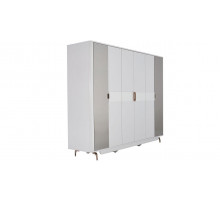 Шестистворчатый распашной шкаф для одежды и белья с зеркалом в спальню Larissa (Ларисса) lars-34 Шестистворчатый распашной шкаф для одежды и белья с зеркалом в спальню Larissa (Ларисса) lars-34