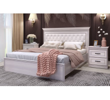 Спальня Неаполь Ясень анкор светлый (патина "серебро") экокожа «polo» белая.